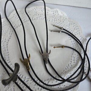 - Western Cowboy Vintage Leather Rope Bolo Ties Set of 3